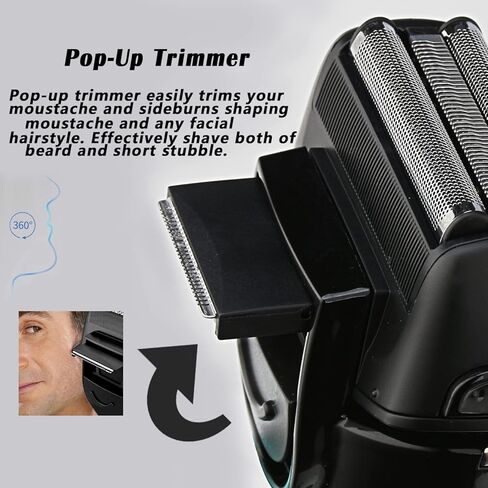 Electric Razor for Men, Men's Foil Shaver,Wet/Dry IPX7 Waterproof Electric Shavers for Men with Pop-up Beard Trimmer,Cordless Rechargeable Mens Razor with Leather Travel Case-Silver in Kuwait