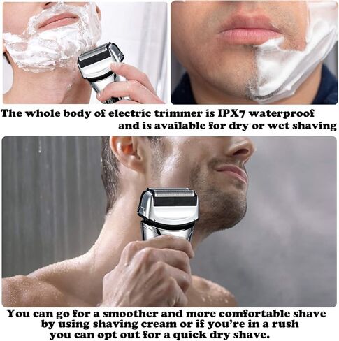 Electric Razor for Men, Men's Foil Shaver,Wet/Dry IPX7 Waterproof Electric Shavers for Men with Pop-up Beard Trimmer,Cordless Rechargeable Mens Razor with Leather Travel Case-Silver in Kuwait