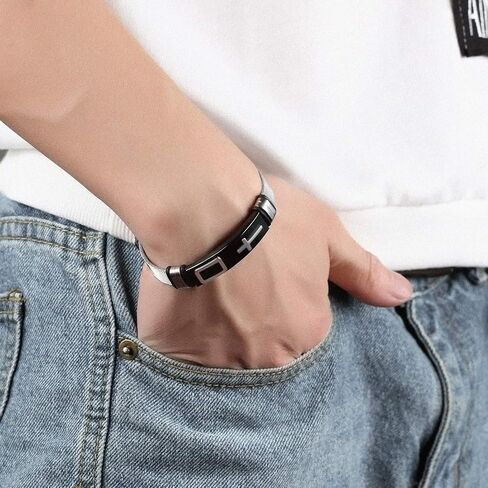 Emibele Bracelet for Men, Mesh Stainless Steel Cross Bracelet, Simple Minimalist Design Fashion Wrist Accessories, Gift for Men in Saudi Arabia