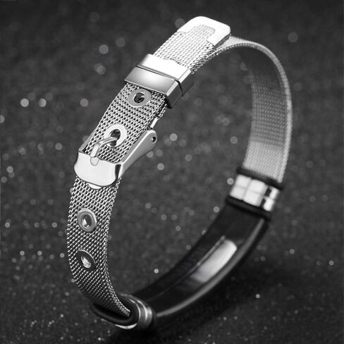 Emibele Bracelet for Men, Mesh Stainless Steel Cross Bracelet, Simple Minimalist Design Fashion Wrist Accessories, Gift for Men in Saudi Arabia