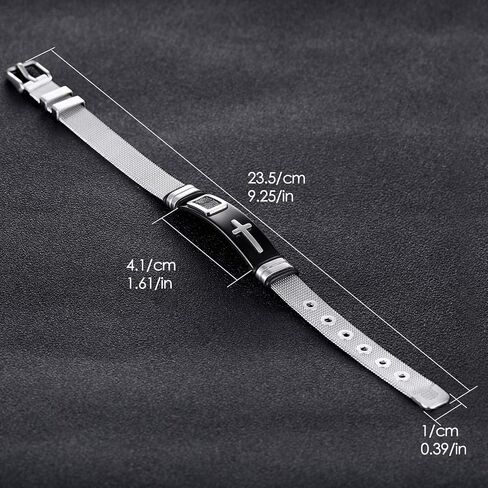 Emibele Bracelet for Men, Mesh Stainless Steel Cross Bracelet, Simple Minimalist Design Fashion Wrist Accessories, Gift for Men in Saudi Arabia