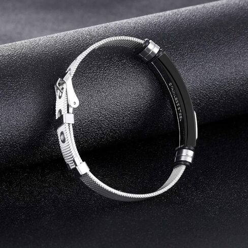 Emibele Bracelet for Men, Mesh Stainless Steel Cross Bracelet, Simple Minimalist Design Fashion Wrist Accessories, Gift for Men in Saudi Arabia