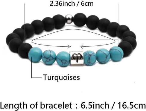 MiniJewelry الرجال النساء 12 زودياك عيد ميلاد علامة الفيروز سوار مطاطا تمتد مطرز نعمة سوار الأبراج سوار in Kuwait