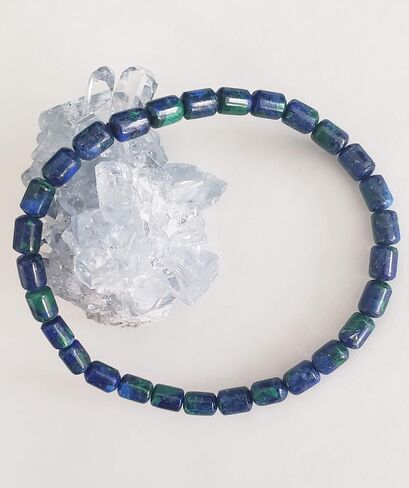 4x6mm Tube-shaped Azurite Malachite Stretch Bracelet, 7" in Saudi Arabia