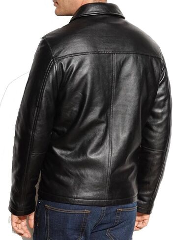 Men's New Black Genuine Cow-Hide Leather Stylish Motorcycle Jacket C254 in Saudi Arabia