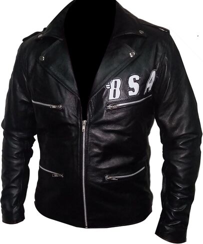 BSA Rockers Revenge George Michael Men's Classic Biker Leather Jacket (Black, M- Fit for 41-42 inches chest) in Saudi Arabia