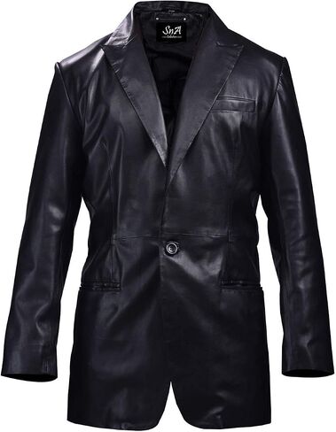 SNA Collection One Button Coat PU Leather jacket for Men - Faux Leather jacket in Saudi Arabia