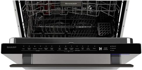 Sharp SDW6757ES Slide-In Dishwasher, Stainless Steel Finish, 24" Wide, Soil Sensors, Premium White LED Interior Lighting, Smooth Glide Rails, Heated Dry Option, Responsive Wash Cycles, Power Wash Zone in Saudi Arabia