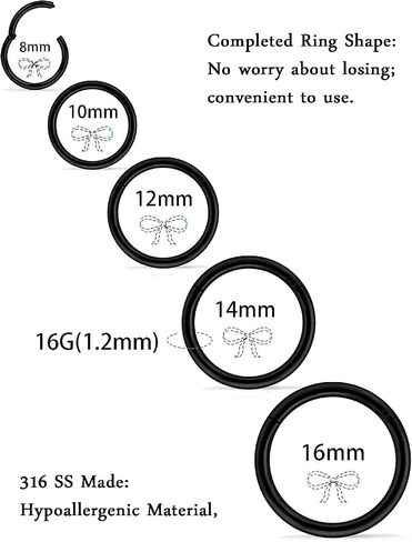 Gadeaila 16G الحاجز المجوهرات قطعة الغضروف خواتم الفرس الحلزون دافئ محارة العلوي الفص المستعرض امتدت قياس مكافحة الزنمة Daith إلى الأمام الحلزون الرخ الأنف خواتم للنساء الرجال هيئة ثقب المجوهرات in Kuwait