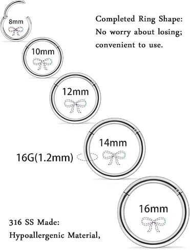 Gadeaila 16G الحاجز المجوهرات قطعة الغضروف خواتم الفرس الحلزون دافئ محارة العلوي الفص المستعرض امتدت قياس مكافحة الزنمة Daith إلى الأمام الحلزون الرخ الأنف خواتم للنساء الرجال هيئة ثقب المجوهرات in Kuwait