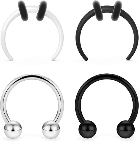 Lcolyoli Large Septum Rings 14G 12G 8G 6G 4G PA Ring Internally Threaded Ball Horseshoe Barbell Stainless Steel & Acrylic Plastic Pincher Tapers C Shape Buffalo Stretcher Expander for Women Men in Saudi Arabia
