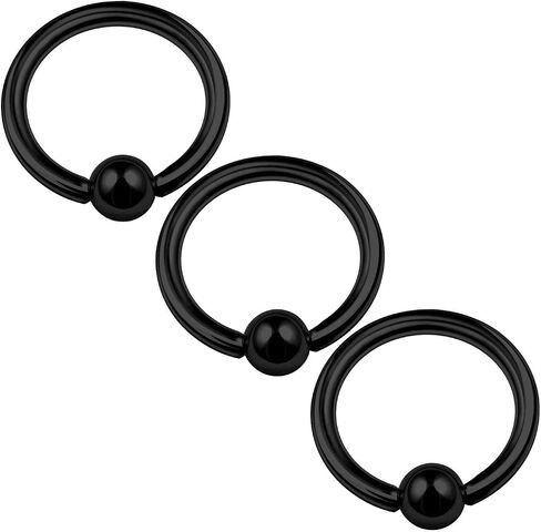 3PCS Stainless Steel Black Captive Bead Ring 16g 5/16 8mm 3mm Ball Eyebrow Daith Helix Earrings Tragus Piercing Jewelry 0804 in Saudi Arabia