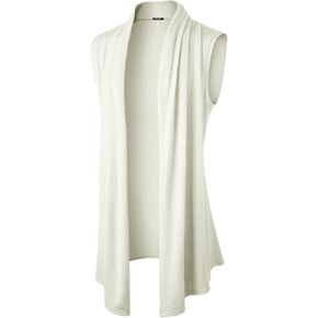 GIVON Mens Sleeveless Draped Cape Open Front Shawl Collar Knitted Long Vest in Kuwait