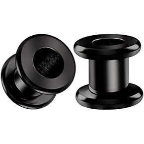 BIG GAUGES Pair of 316L Surgical Steel Black Anodized Tunnels Piercing Jewelry Stretcher Ear rounded Plugs Earring Lobe Screw flesh in Saudi Arabia