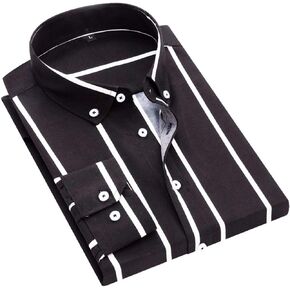 DOKKIA Men's Casual Business Long Sleeve Vertical Striped Slim Fit Dress Shirts in Saudi Arabia
