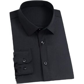 Men's Long Sleeve Dress Shirts Pocket-Less Design Standard-Fit Formal Business Casual Easy Care Shirt in Saudi Arabia