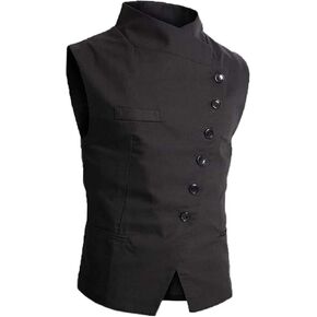 Men's Turtleneck Casual Sleeveless Waistcoat Fashion Tank Vest Top with 3 Real Pockets for Father Husband Birthday Gift (Color : Black, Size : Small) in Saudi Arabia