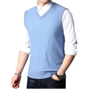 100% Cashmere Vest Autumn Winter Young Men Warm Knitted Waistcoat V-Neck Casual Pullovers in Saudi Arabia