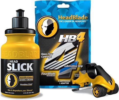 ATX Men's Head Shaving Basics Bundle with 5oz HeadSlick Cream, Razor, Blade Refills in Kuwait