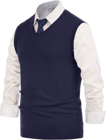 PJ Paul Jones Men's V-Neck Knitting Vest Classic Sleeveless Pullover Sweater Vest in Kuwait