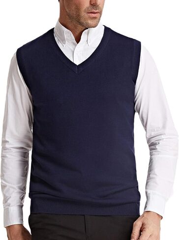 PJ Paul Jones Men's V-Neck Knitting Vest Classic Sleeveless Pullover Sweater Vest in Kuwait