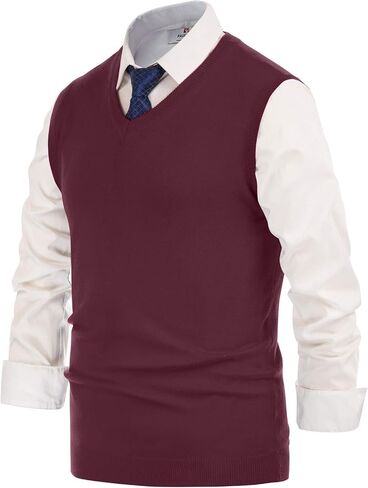 PJ Paul Jones Men's V-Neck Knitting Vest Classic Sleeveless Pullover Sweater Vest in Kuwait