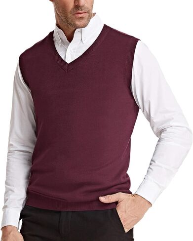 PJ Paul Jones Men's V-Neck Knitting Vest Classic Sleeveless Pullover Sweater Vest in Kuwait