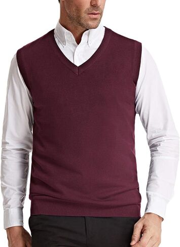 PJ Paul Jones Men's V-Neck Knitting Vest Classic Sleeveless Pullover Sweater Vest in Kuwait