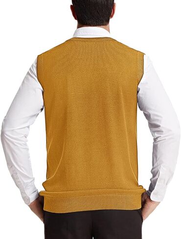 PJ Paul Jones Men's V-Neck Knitting Vest Classic Sleeveless Pullover Sweater Vest in Kuwait