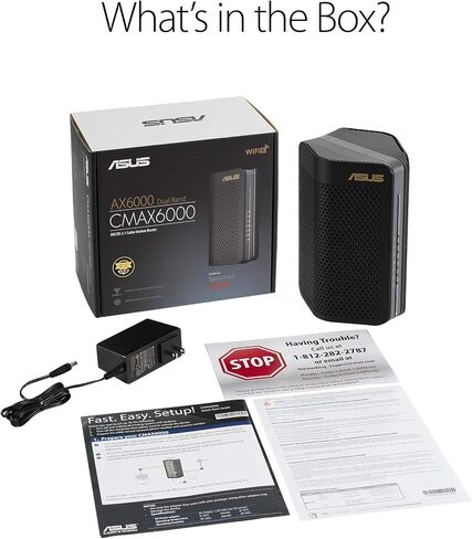 ASUS AX6000 WiFi 6 Cable Modem Wireless Router Combo (CM-AX6000) - Dual Band, DOCSIS 3.1, Gigabit Internet Support, Approved by Comcast Xfinity and Spectrum, 160MHz Bandwidth, OFDMA, MU-MIMO in Saudi Arabia