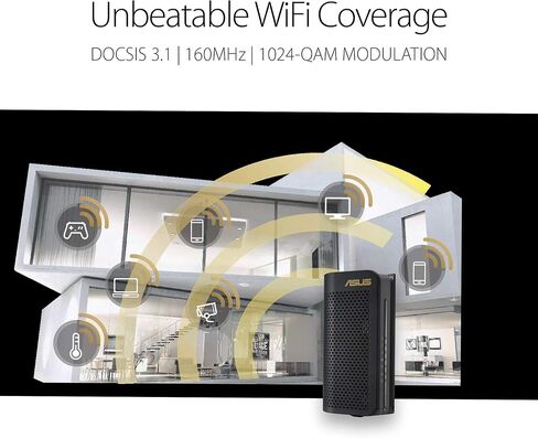ASUS AX6000 WiFi 6 Cable Modem Wireless Router Combo (CM-AX6000) - Dual Band, DOCSIS 3.1, Gigabit Internet Support, Approved by Comcast Xfinity and Spectrum, 160MHz Bandwidth, OFDMA, MU-MIMO in Saudi Arabia