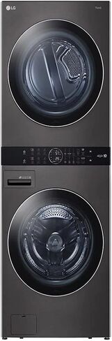 LG WKGX201HBA 27 Inch Smart Gas Single Unit WashTower with 4.5 cu. ft. Washer Capacity, 7.4 cu. ft. Dryer Capacity, TurboWash™360° Technology, LG ThinQ® Technology, AI Fabric Sensor, Black Steel in Saudi Arabia