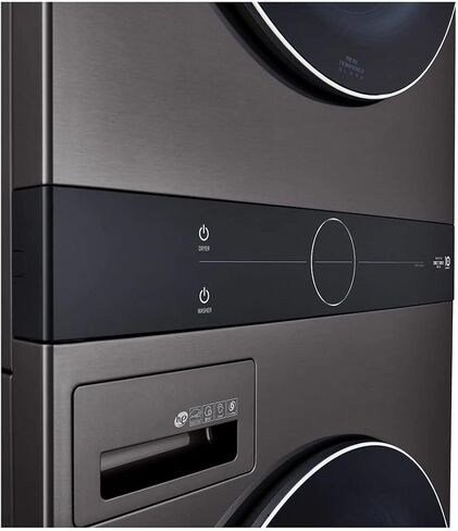 LG WKGX201HBA 27 Inch Smart Gas Single Unit WashTower with 4.5 cu. ft. Washer Capacity, 7.4 cu. ft. Dryer Capacity, TurboWash™360° Technology, LG ThinQ® Technology, AI Fabric Sensor, Black Steel in Saudi Arabia