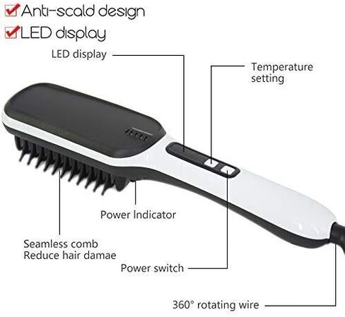 Men's Heated Beard Comb Straightener: Beard Brush, ion Heated Beard Comb Fast straightening, Automatic Temperature Locking, Valentine's Day, Father's Day Birthday Christmas Gift for Boyfriend in Saudi Arabia