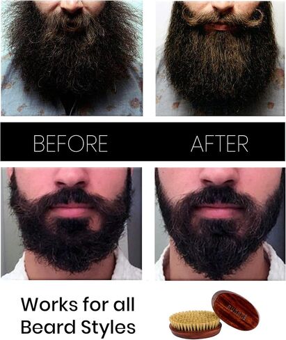RUBAB MEN Beard Brush Boar Bristle for Men with Handcrafted Mango Wooden Handle | Comes with a Safety Pouch in Saudi Arabia