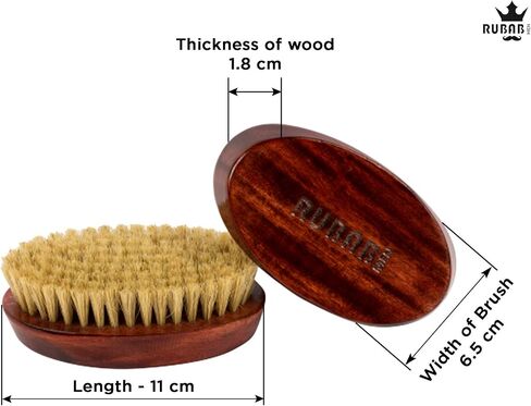 RUBAB MEN Beard Brush Boar Bristle for Men with Handcrafted Mango Wooden Handle | Comes with a Safety Pouch in Saudi Arabia