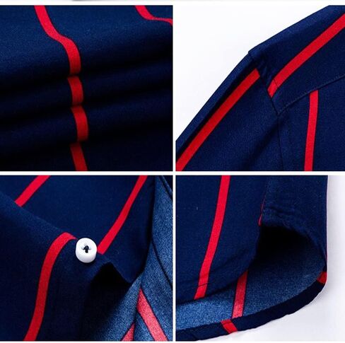DOKKIA Men's Casual Business Long Sleeve Vertical Striped Slim Fit Dress Shirts in Saudi Arabia