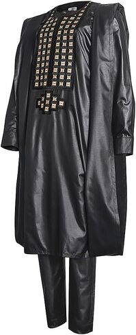 HD Traditional African Clothing for Men Nigerian Man's Agbada Embroidery Bazin Boubou Outfit in Kuwait