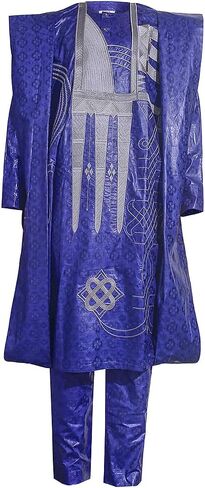HD Traditional African Clothing for Men Nigerian Man's Agbada Embroidery Bazin Boubou Outfit in Kuwait