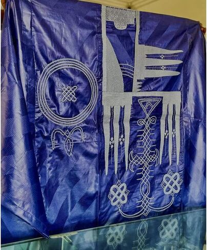 HD Traditional African Clothing for Men Nigerian Man's Agbada Embroidery Bazin Boubou Outfit in Kuwait