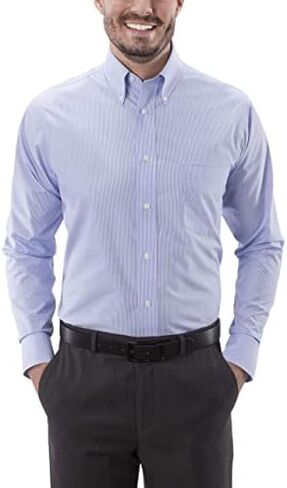 Eagle Men's Non Iron Stretch Collar Regular Fit Stripe Dress Shirt in Saudi Arabia