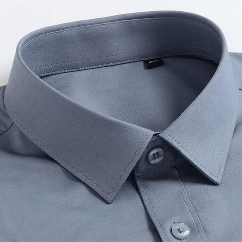 Men's Long Sleeve Dress Shirts Pocket-Less Design Standard-Fit Formal Business Casual Easy Care Shirt in Saudi Arabia
