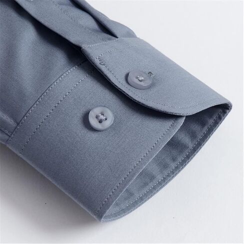 Men's Long Sleeve Dress Shirts Pocket-Less Design Standard-Fit Formal Business Casual Easy Care Shirt in Saudi Arabia
