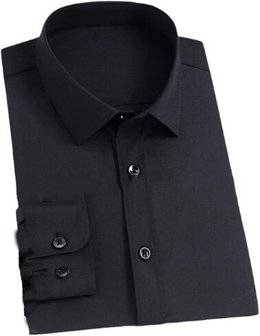 Men's Long Sleeve Dress Shirts Pocket-Less Design Standard-Fit Formal Business Casual Easy Care Shirt in Saudi Arabia
