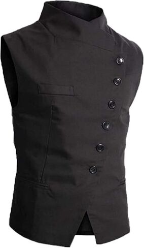 Men's Turtleneck Casual Sleeveless Waistcoat Fashion Tank Vest Top with 3 Real Pockets for Father Husband Birthday Gift (Color : Black, Size : Small) in Saudi Arabia