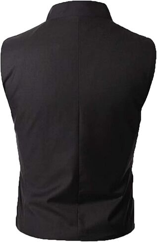 Men's Turtleneck Casual Sleeveless Waistcoat Fashion Tank Vest Top with 3 Real Pockets for Father Husband Birthday Gift (Color : Black, Size : Small) in Saudi Arabia