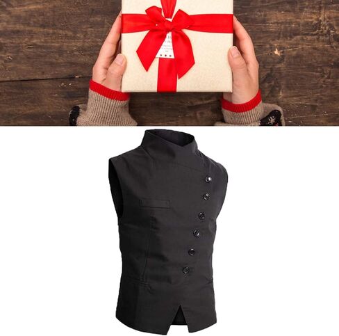 Men's Turtleneck Casual Sleeveless Waistcoat Fashion Tank Vest Top with 3 Real Pockets for Father Husband Birthday Gift (Color : Black, Size : Small) in Saudi Arabia