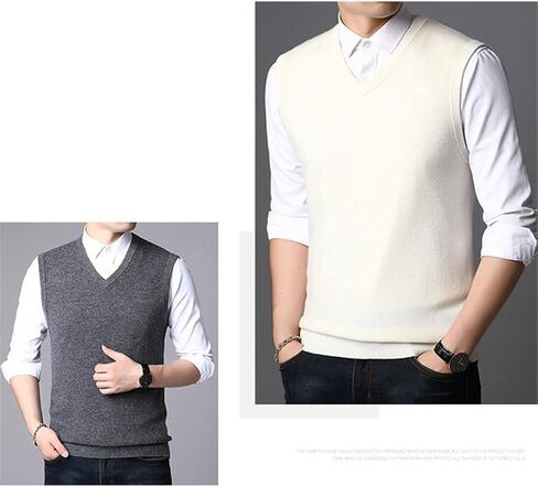 100% Cashmere Vest Autumn Winter Young Men Warm Knitted Waistcoat V-Neck Casual Pullovers in Saudi Arabia