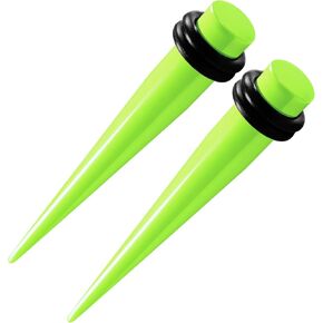 BIG GAUGES Pair of Green Acrylic Taper Double O Rings Piercing Jewelry Stretcher Ear Plug Stretching Expander Earring