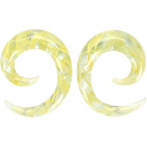 Oyaface 2 PC Glass Ear Tapers Plugs 8G-00G Spiral Gauges Piercing Jewelry Set